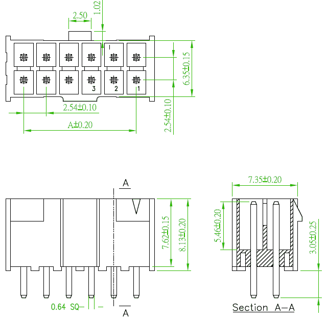 Amtek 5W2553S0-2XX technical drawing and dimensions.