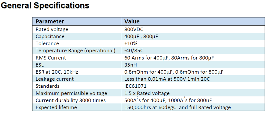 ASC MEC-HC series capacitor general specifications.
