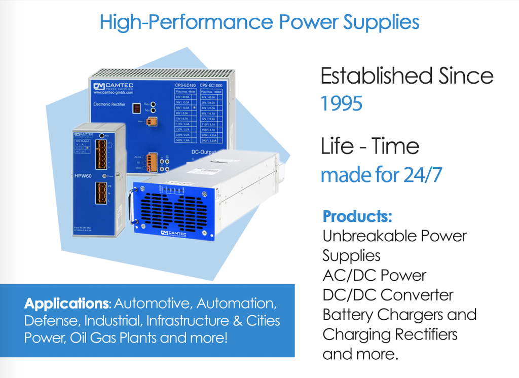 Camtec High Performance Power Supplies.